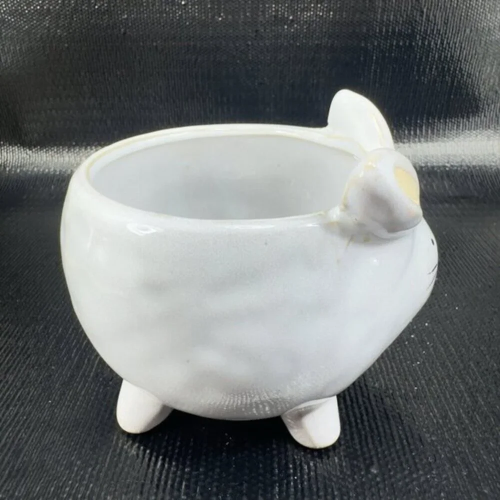 47 & MAIN Stoneware Pottery Bunny Rabbit Shape Planter Flower Pot Vase Bowl Dish